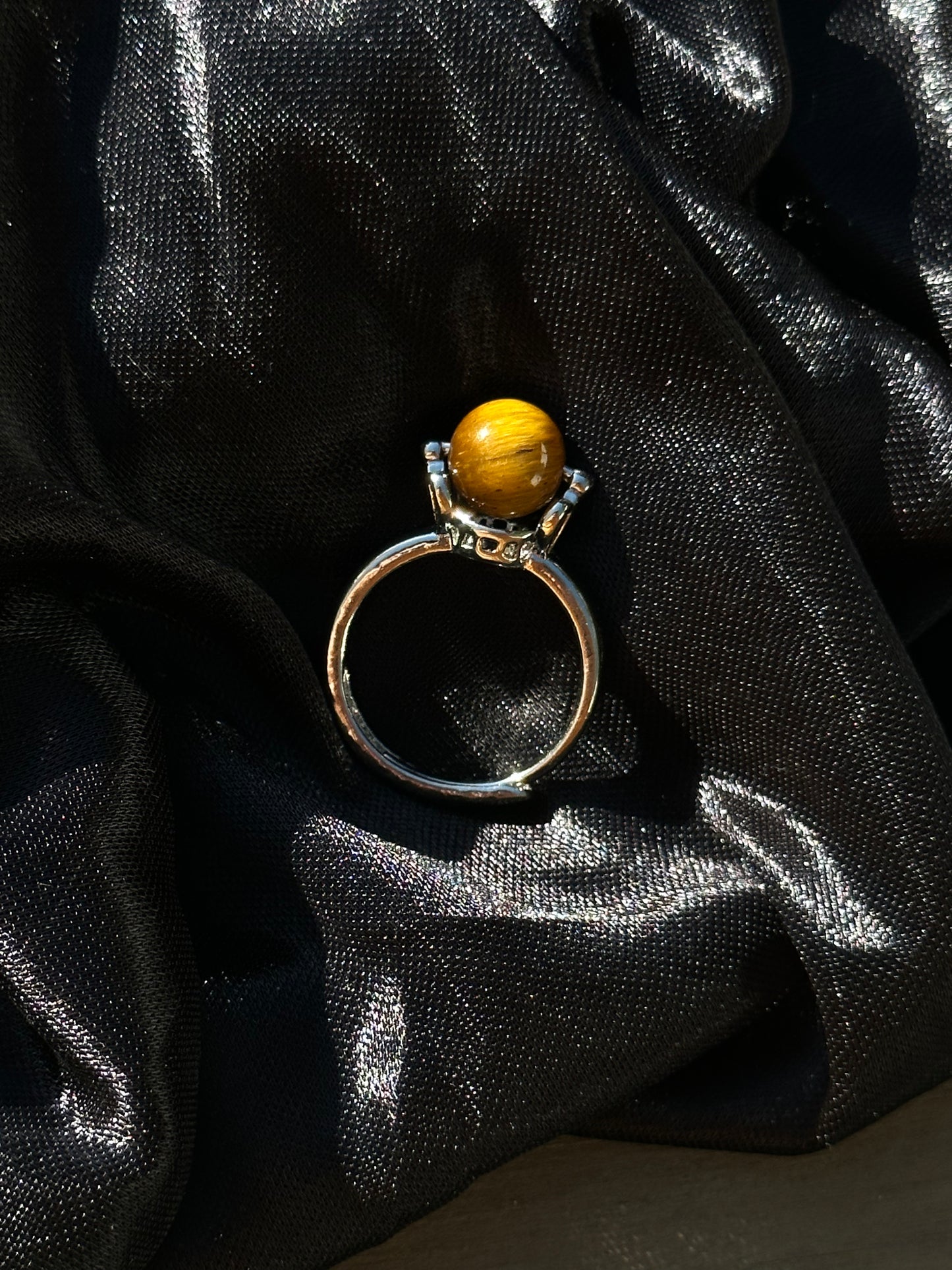 Crystal Spinning Sphere Ring