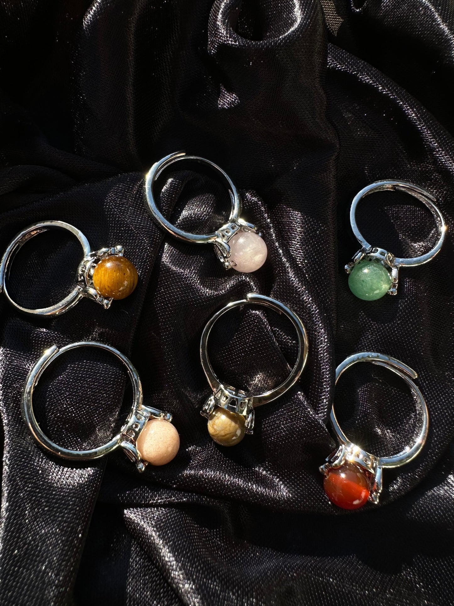 Crystal Spinning Sphere Ring