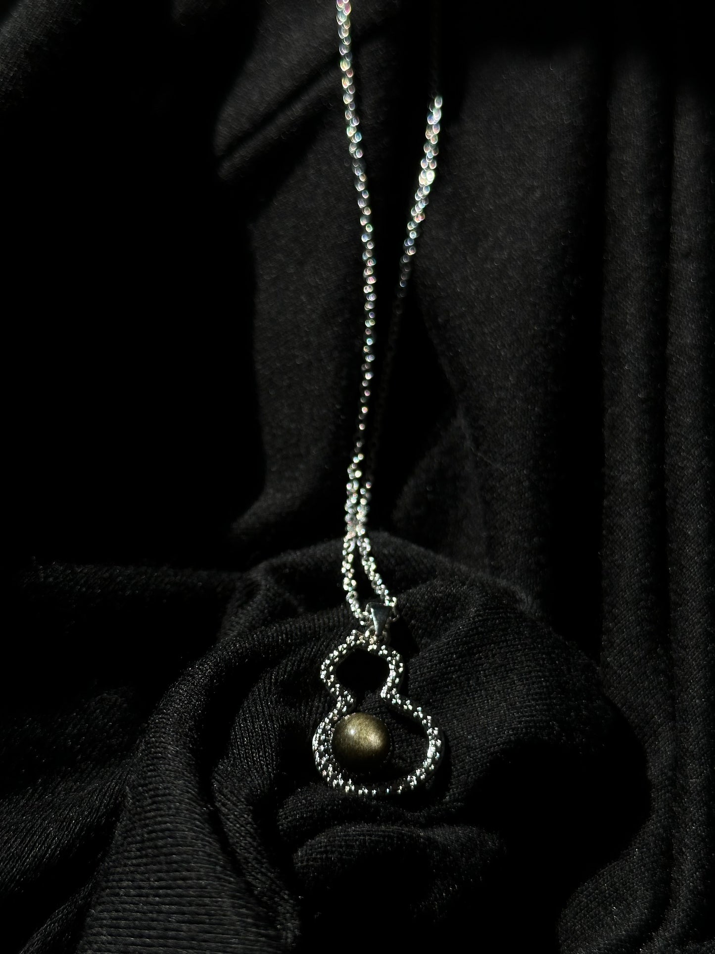 Golden Obsidian Hulu Pendant Necklace